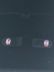 Amethyst Gold-Stone Earrings 14K Yellow Gold 0.82g